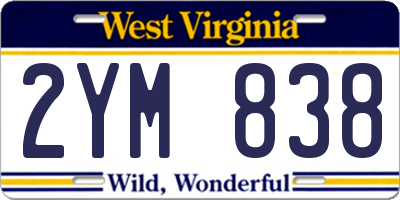 WV license plate 2YM838
