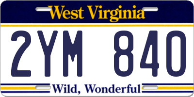 WV license plate 2YM840