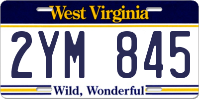 WV license plate 2YM845