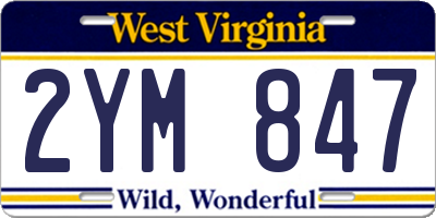 WV license plate 2YM847