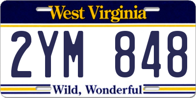 WV license plate 2YM848