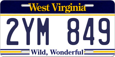 WV license plate 2YM849