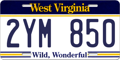 WV license plate 2YM850
