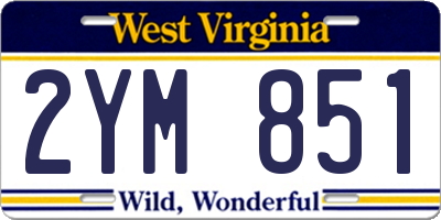 WV license plate 2YM851