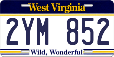 WV license plate 2YM852