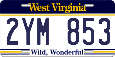 WV license plate 2YM853