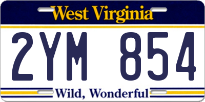 WV license plate 2YM854