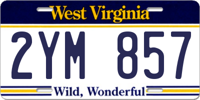 WV license plate 2YM857