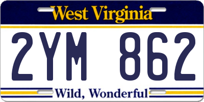 WV license plate 2YM862