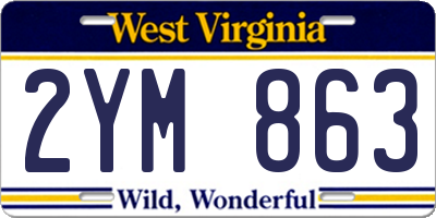 WV license plate 2YM863