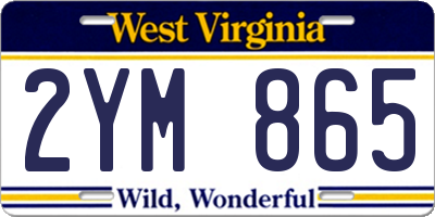 WV license plate 2YM865