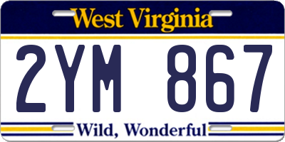 WV license plate 2YM867