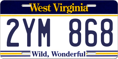 WV license plate 2YM868