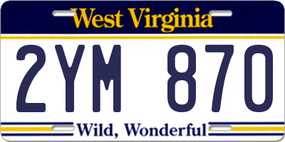 WV license plate 2YM870
