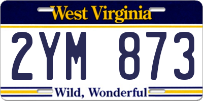 WV license plate 2YM873