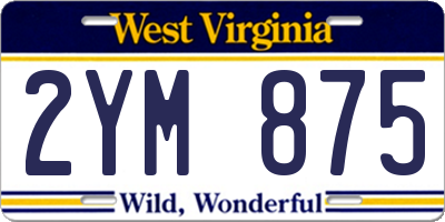 WV license plate 2YM875