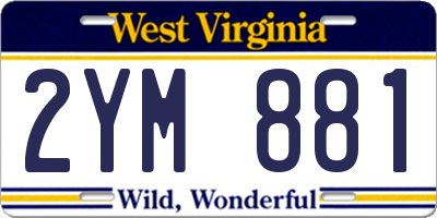 WV license plate 2YM881