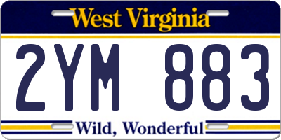WV license plate 2YM883