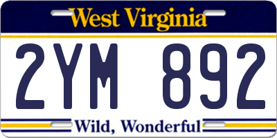 WV license plate 2YM892