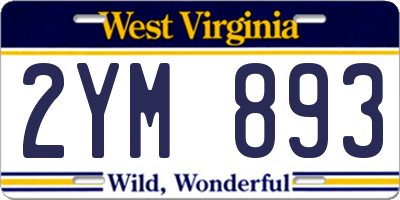 WV license plate 2YM893