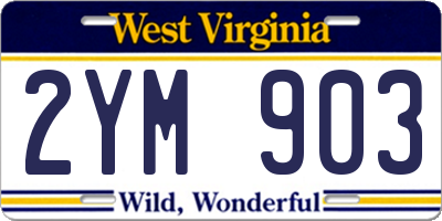WV license plate 2YM903