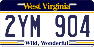 WV license plate 2YM904