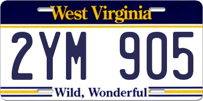 WV license plate 2YM905