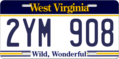 WV license plate 2YM908