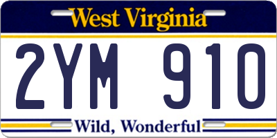 WV license plate 2YM910