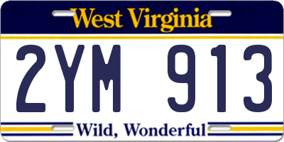WV license plate 2YM913