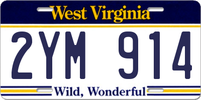 WV license plate 2YM914