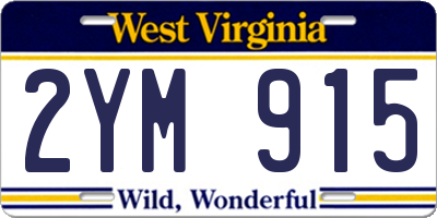 WV license plate 2YM915