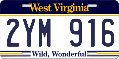 WV license plate 2YM916