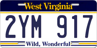 WV license plate 2YM917