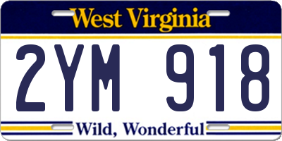 WV license plate 2YM918
