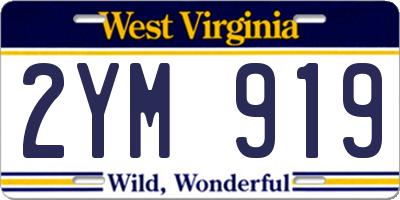 WV license plate 2YM919