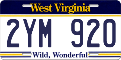 WV license plate 2YM920