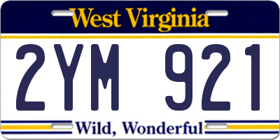 WV license plate 2YM921