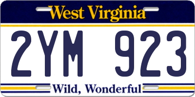 WV license plate 2YM923