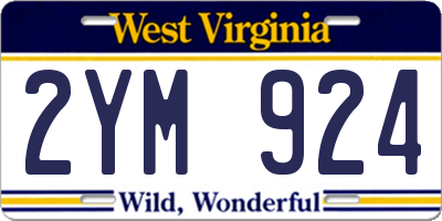 WV license plate 2YM924