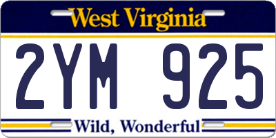 WV license plate 2YM925