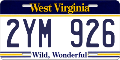 WV license plate 2YM926
