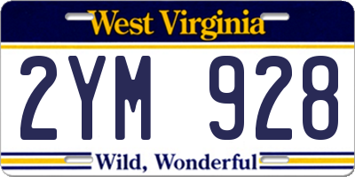 WV license plate 2YM928