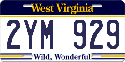 WV license plate 2YM929