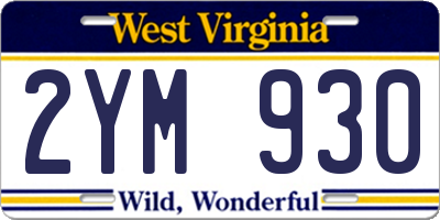 WV license plate 2YM930