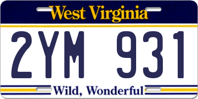 WV license plate 2YM931