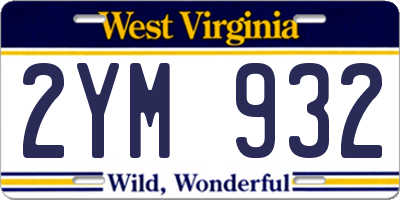 WV license plate 2YM932