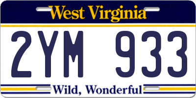 WV license plate 2YM933