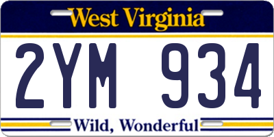 WV license plate 2YM934