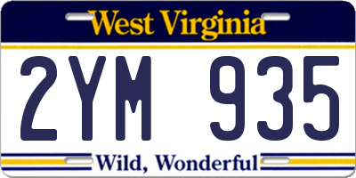 WV license plate 2YM935